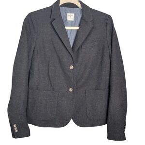 Gap Academy Blazer Women 8 Charcoal Grey Wool Blend Two Button Preppy Capsule